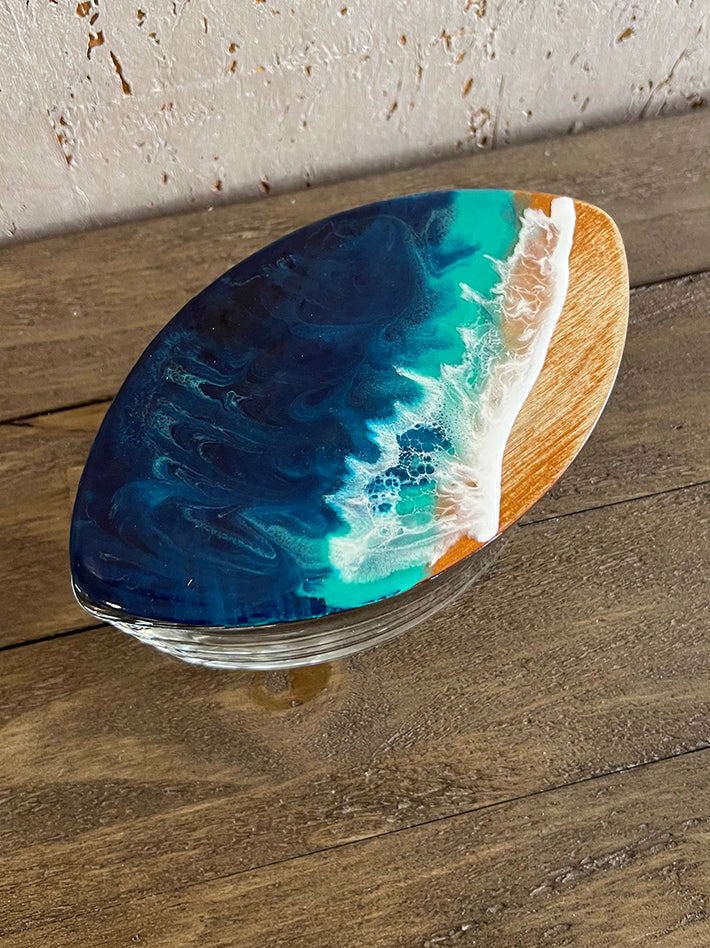 “Sea Diamond” Upcycled Glass Container With Lid